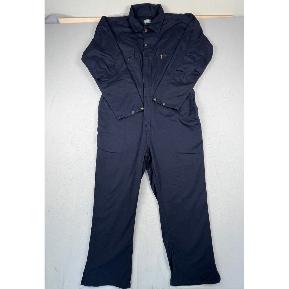 Key Coveralls Mens XL Navy Blue Long Sleeve Twill Utility Workwear Jumpsuit